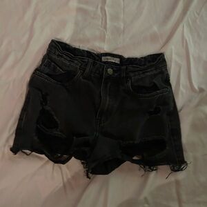 Black Distressed Denim Shorts